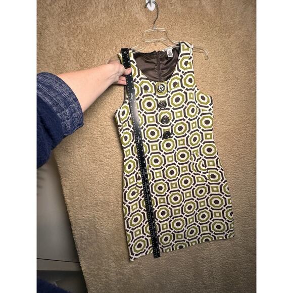 Richard Malcolm Sz 6 100% Linen Green Brown Mod Canvas Sheath Pockets Retro Zip - Picture 15 of 16